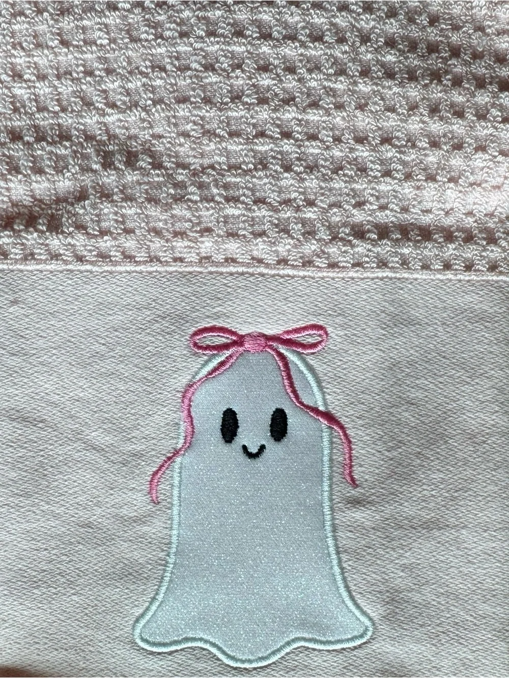Coquette Ghost with Pink Ribbon Bow Cute Halloween Towels Set